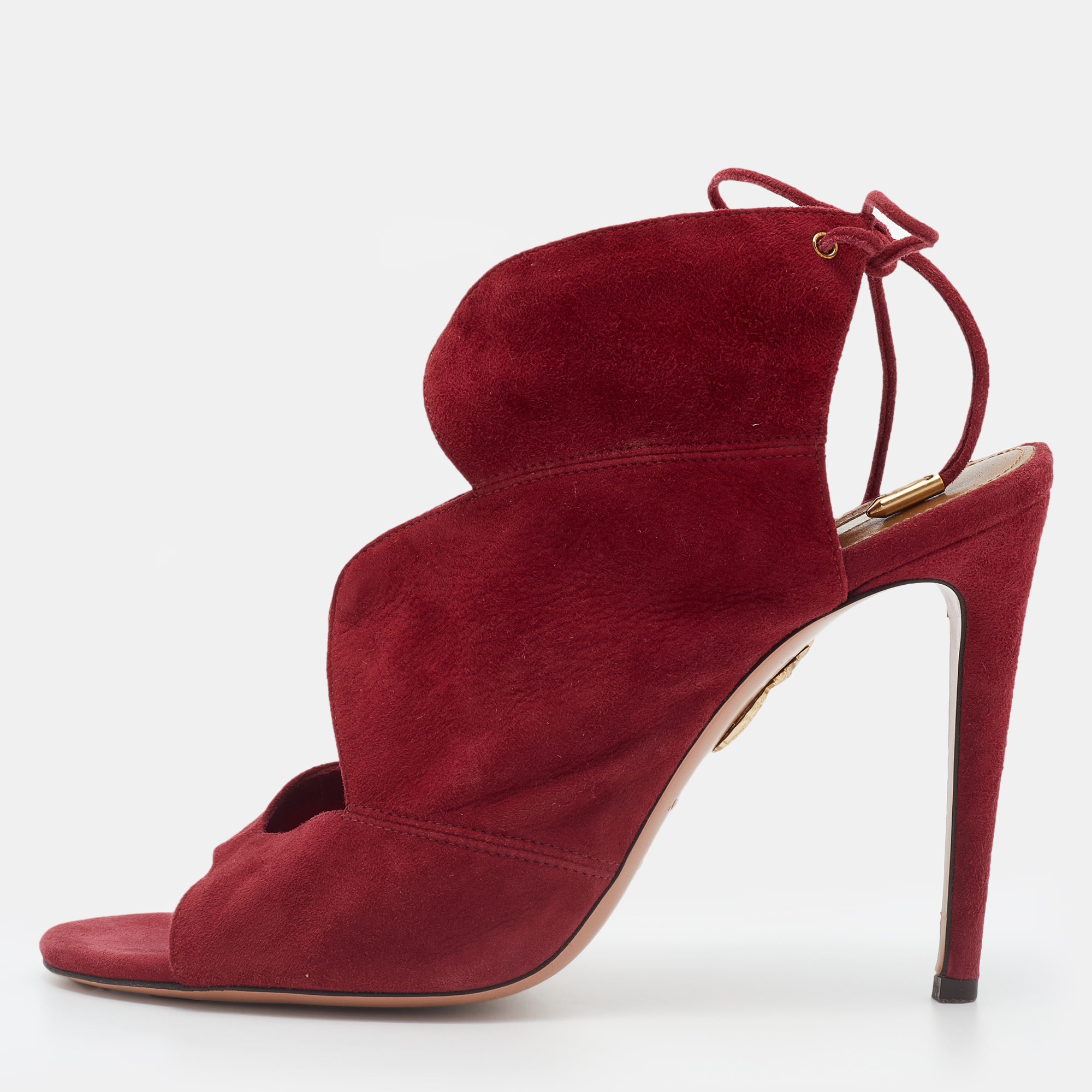 Pre-owned Aquazzura Red Suede Sexy Thing Booties Size 39