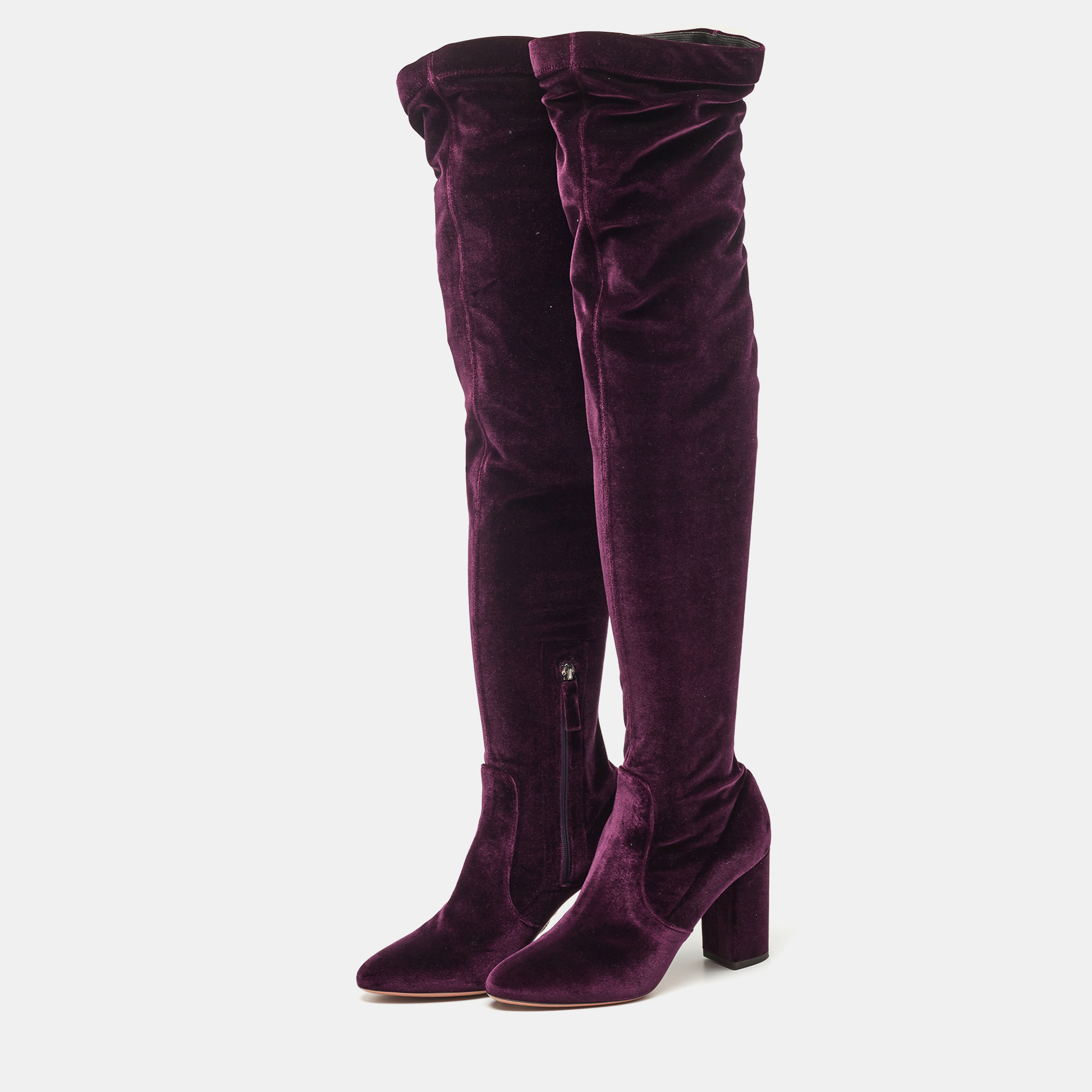 

Aquazzura Purple Velvet So Me Knee High Boots Size