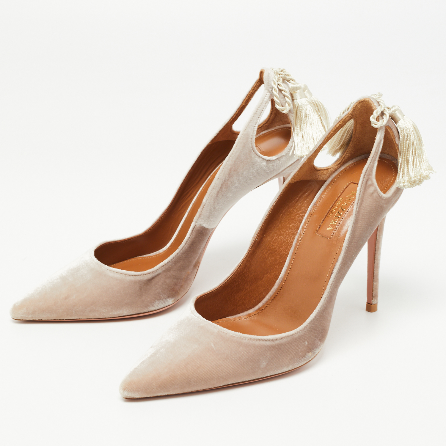 

Aquazzura Grey Velvet Forever Marilyn Pumps Size