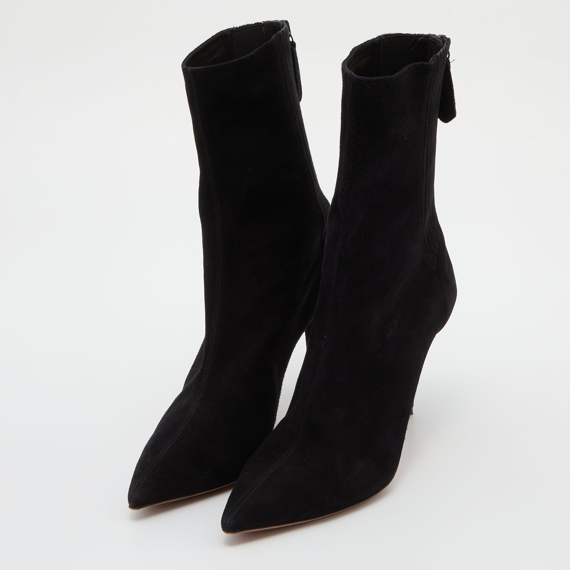 

Aquazzura Black Suede Honore Ankle Booties Size