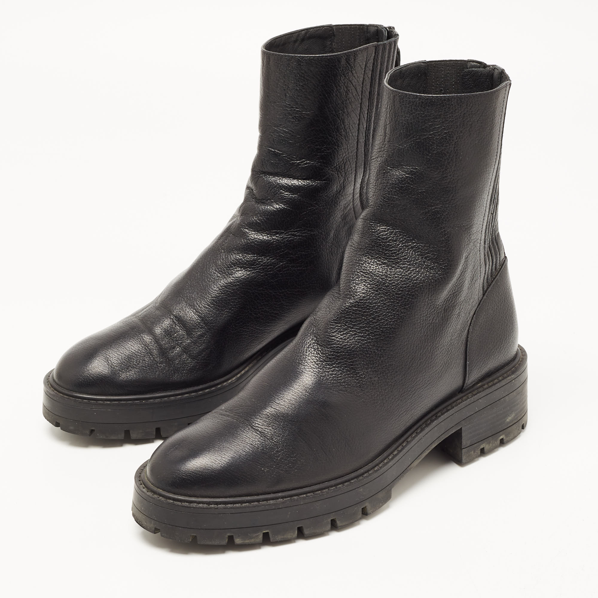 

Aquazzura Black Leather Saint Honore Combat Boots Size