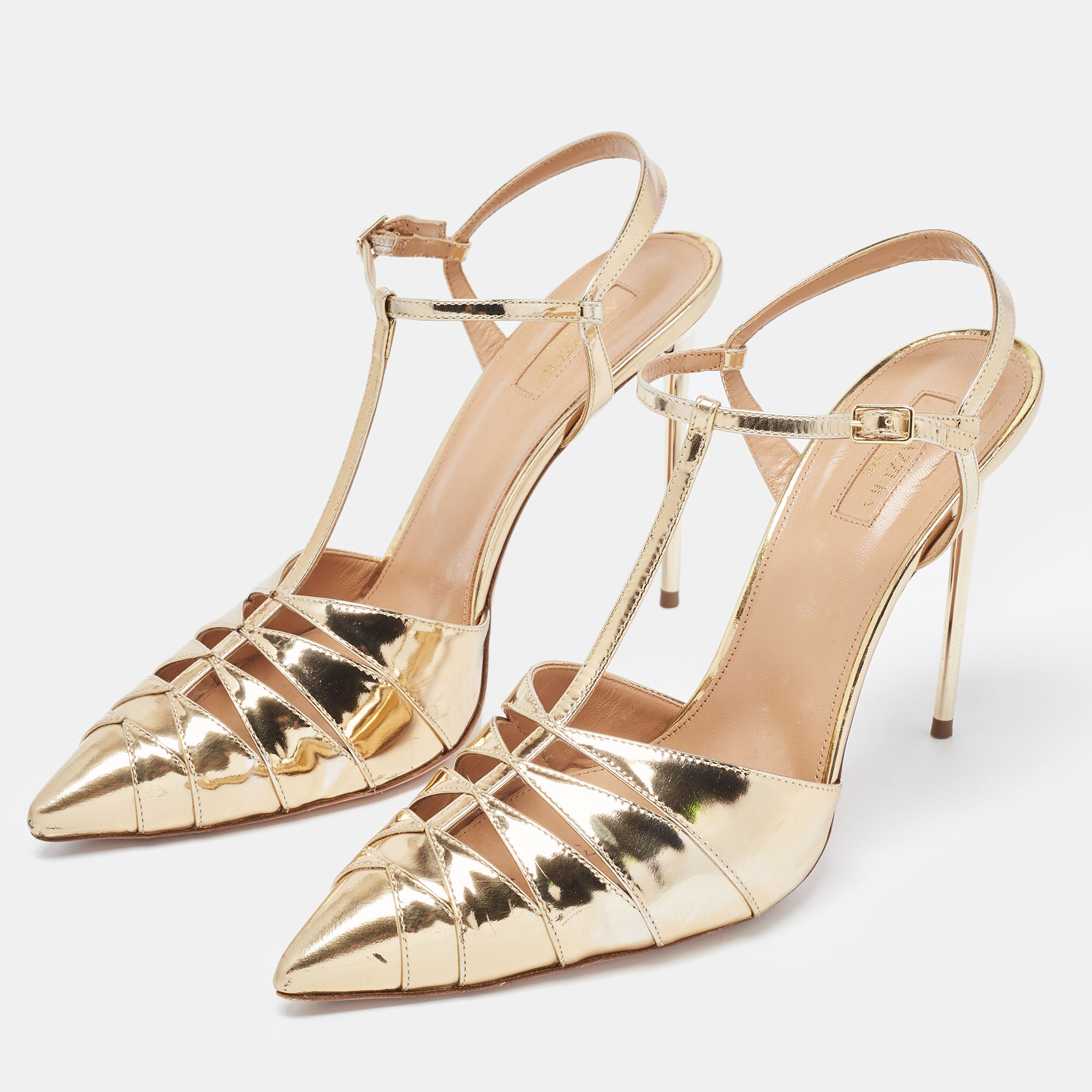 

Aquazzura Gold Leather Panthere Pumps Size