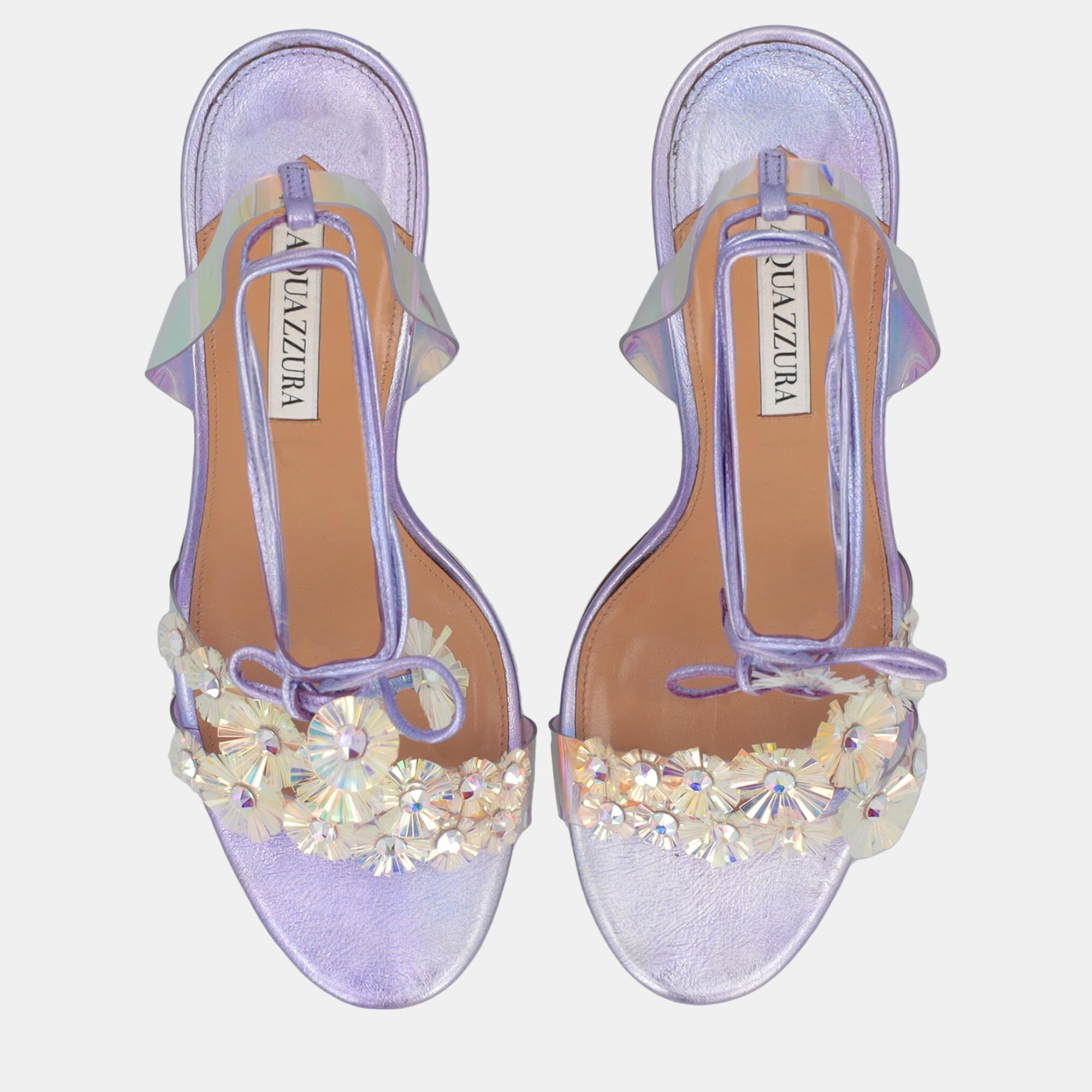 

Aquazzura Women's Leather Sandals - Purple - EU