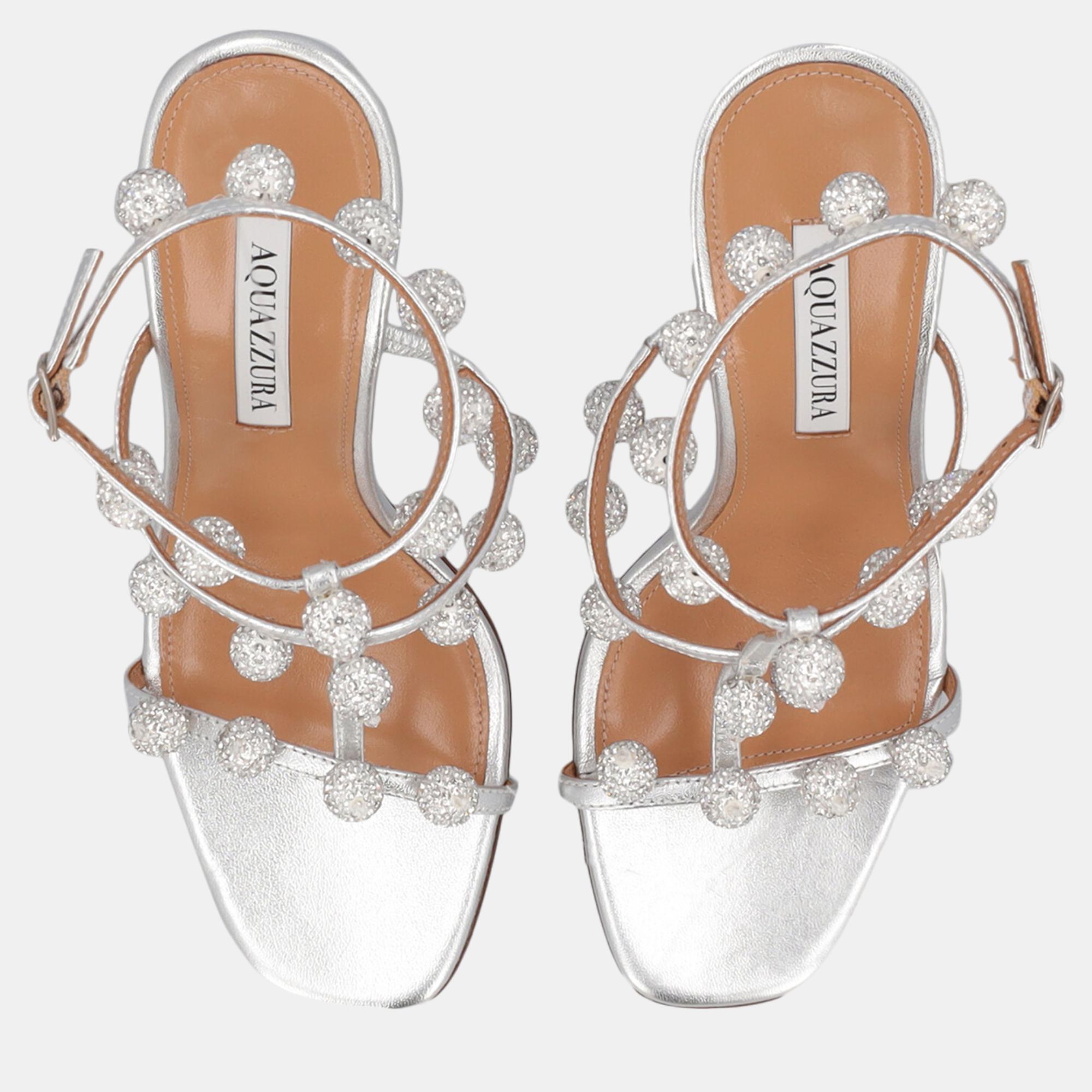 

Aquazzura Women's Leather Sandals - Silver - EU