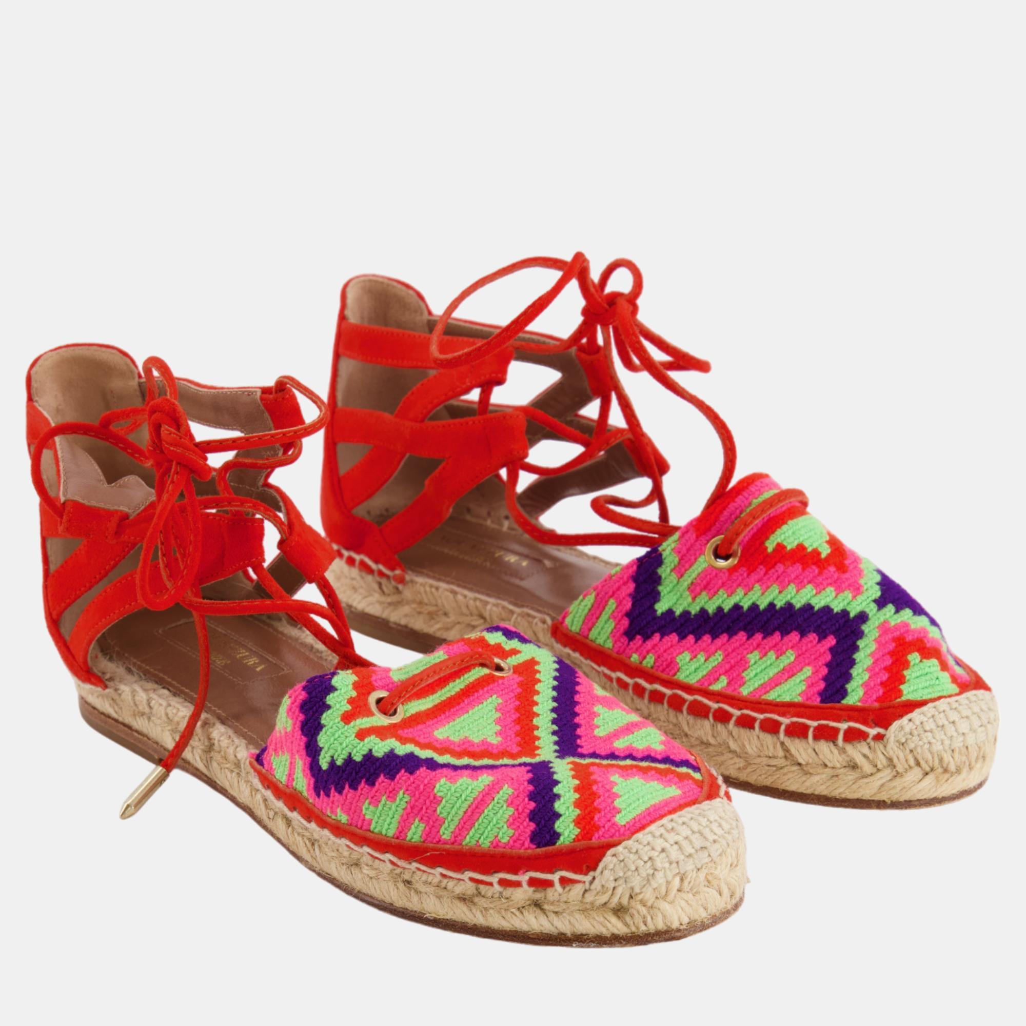 

Aquazzura Multicolour Lace-up Espadrilles Size EU, Multicolor