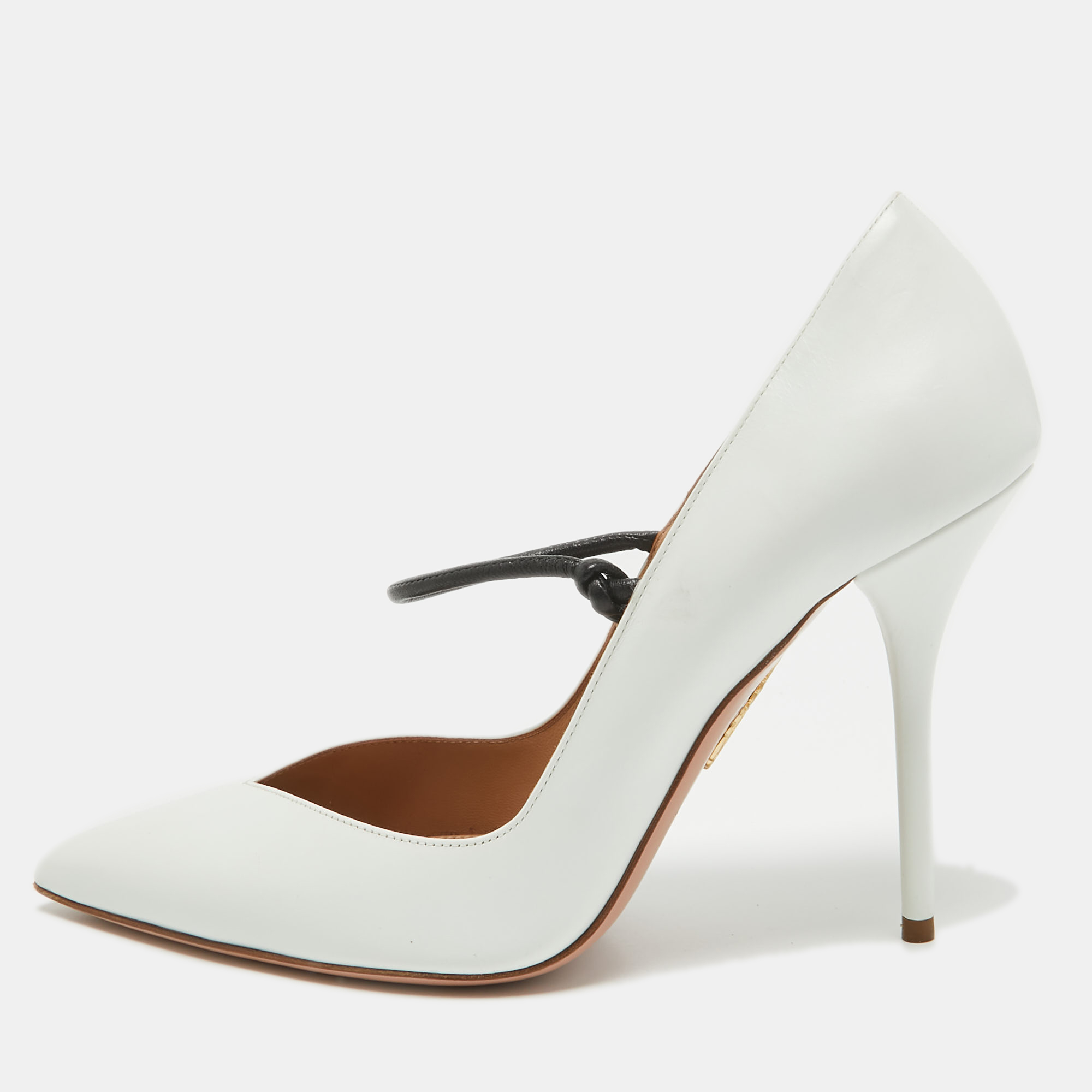 Pre-owned Aquazzura White Leather Mary Jane Pumps Size 40