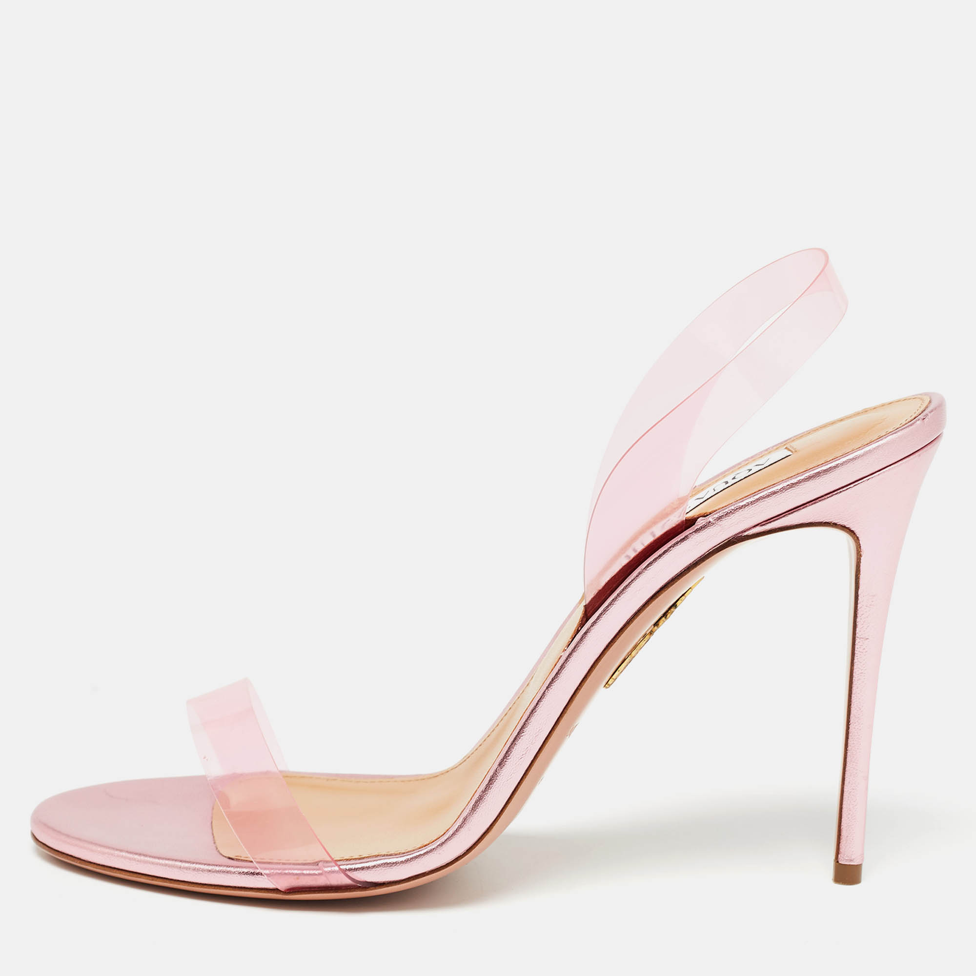 

Aquazzura Pink PVC So Nude Slingback Sandals Size