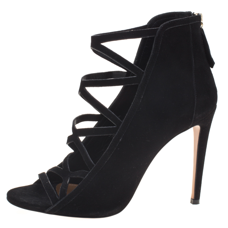 

Aquazzura Black Suede Criss Cross Ankle Boots Size