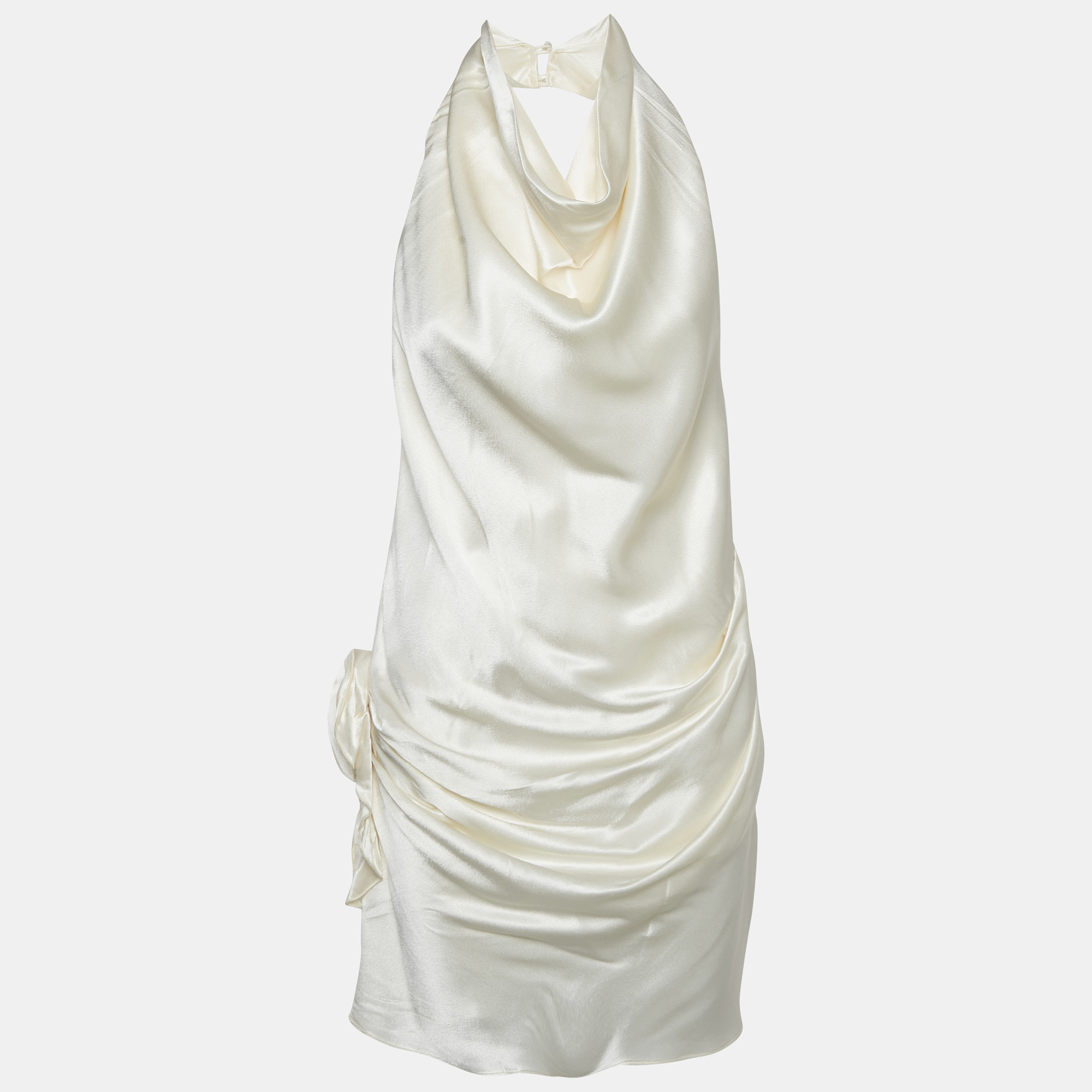 

Arcina Ori Cream Satin Halter Neck Dress M
