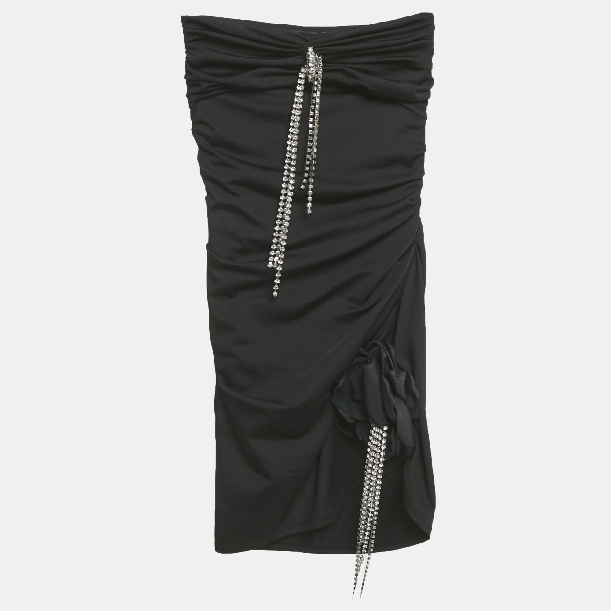 

Area Black Jersey Crystal Embellished Strapless Mini Dress XXS