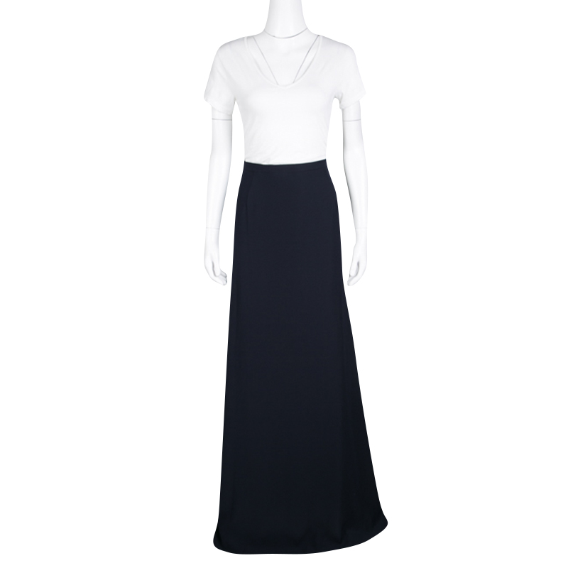 

Armani Collezioni Navy Blue Flared Bottom Maxi Skirt