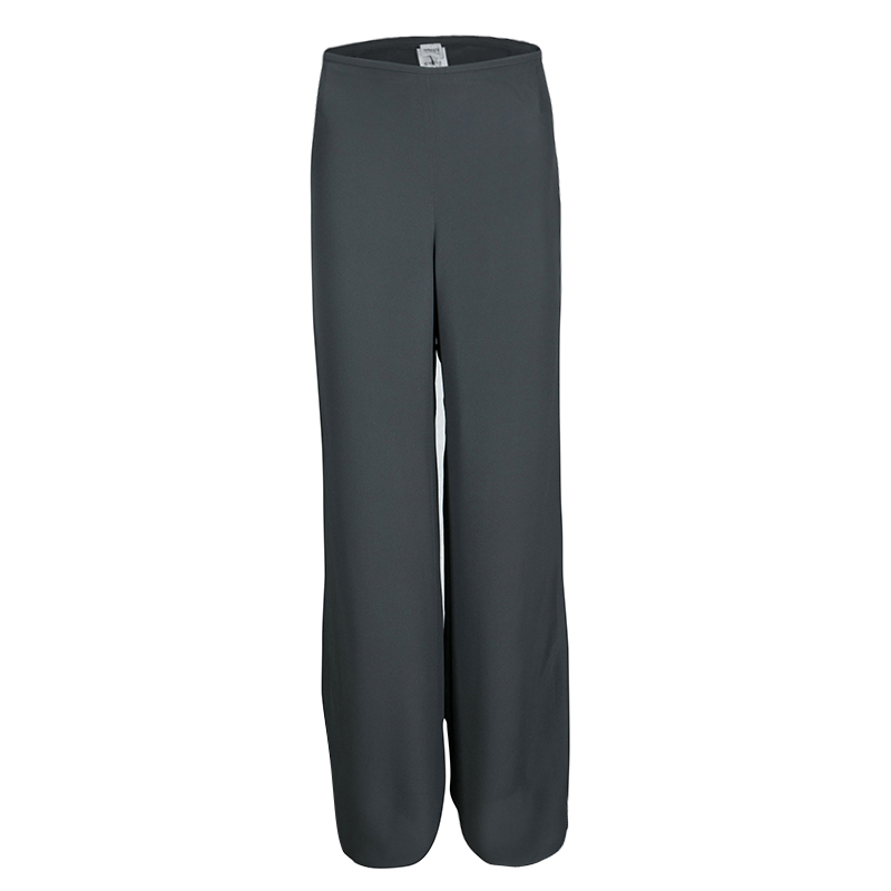 Pre Owned Armani Collezioni Grey Wide Leg Trousers M