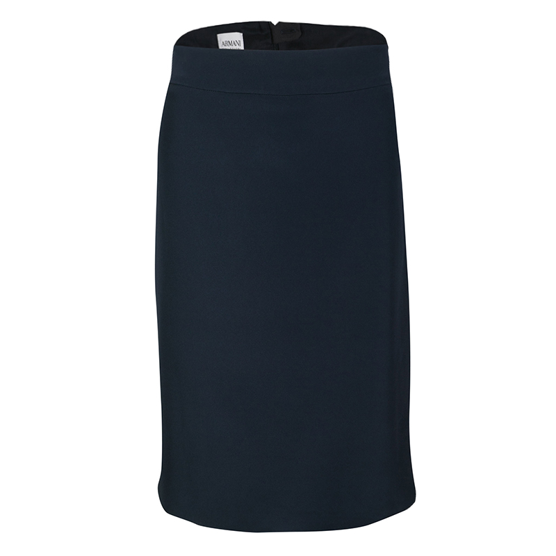 Pre Owned Armani Collezioni Navy Blue Pencil Skirt L