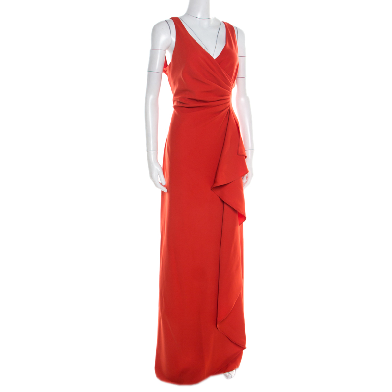 

Armani Collezioni Red Ruched Sleeveless Maxi Dress