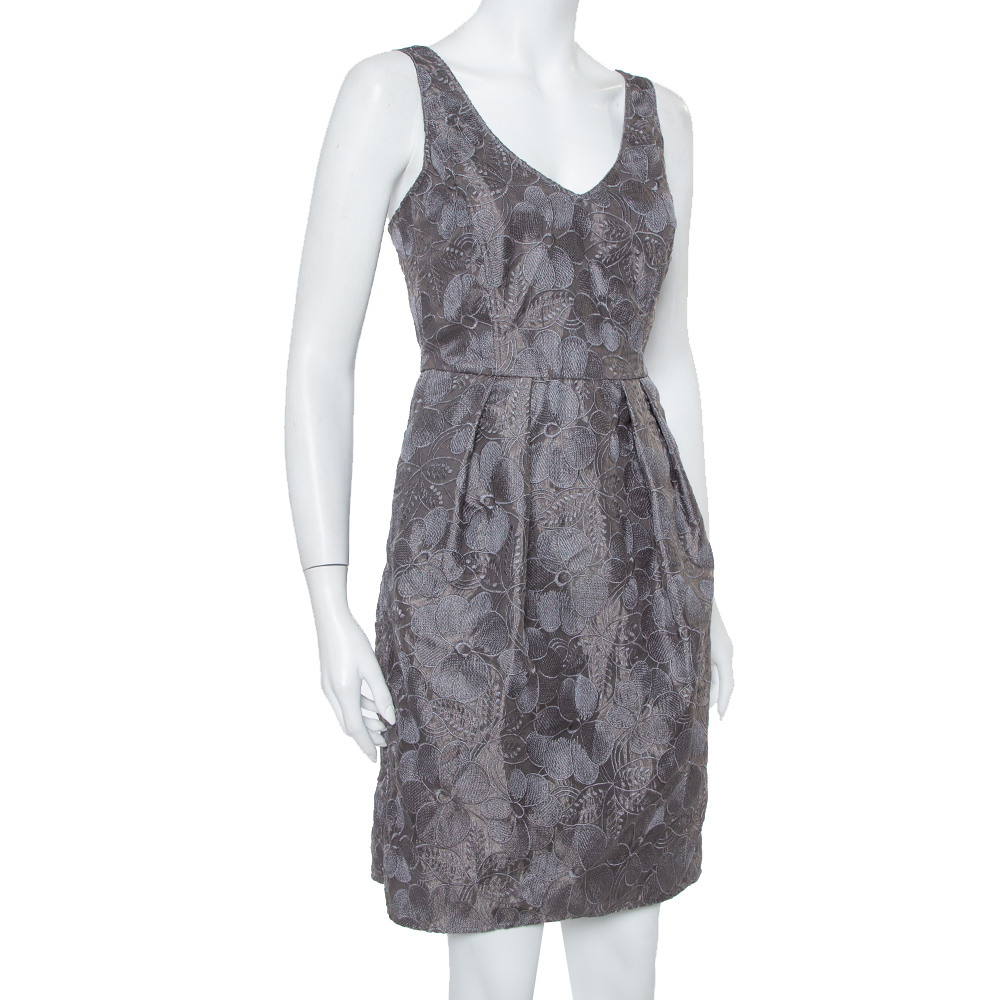 

Armani Collezioni Grey Floral Embroidered Pleated Organza Dress