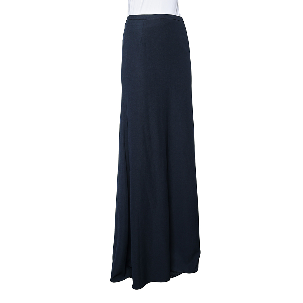 

Armani Collezioni Navy Blue Crepe Maxi Skirt