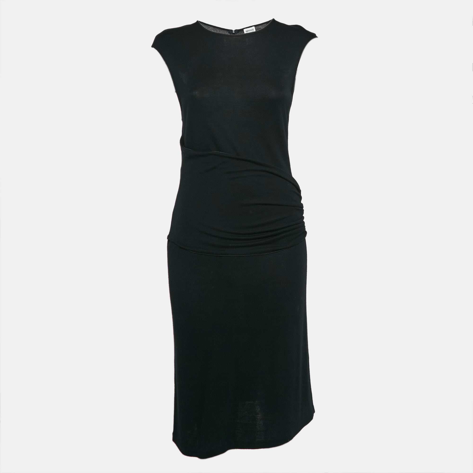 

Armani Collezioni Black Jersey Belted Midi Dress M