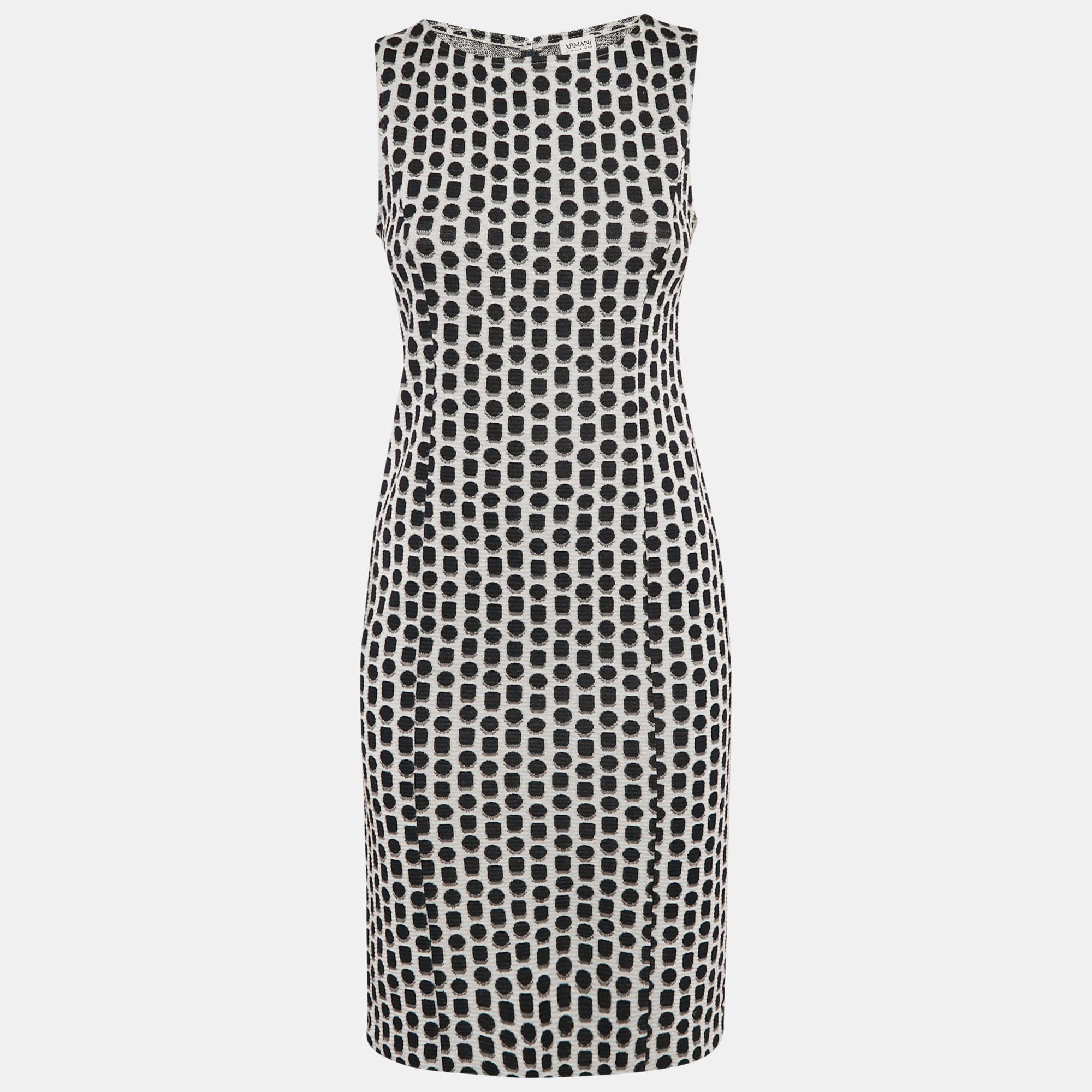 

Armani Collezioni White/Black Patterned Jacquard Knit Sleeveless Short Dress S