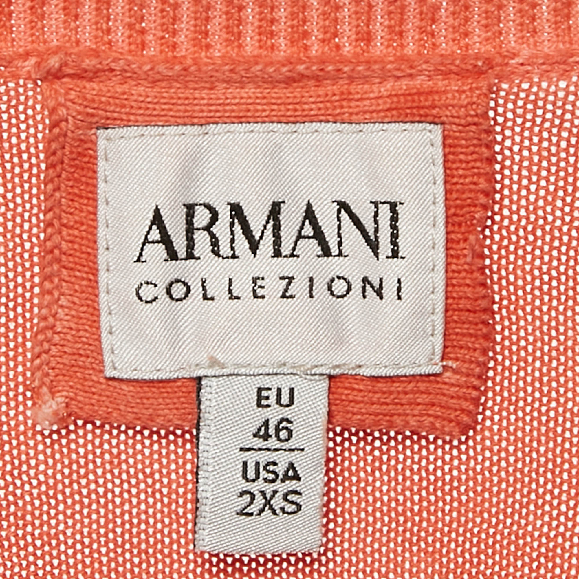 Armani Collezioni Coral Orange Full Sleeve Crew Neck Sweater L 