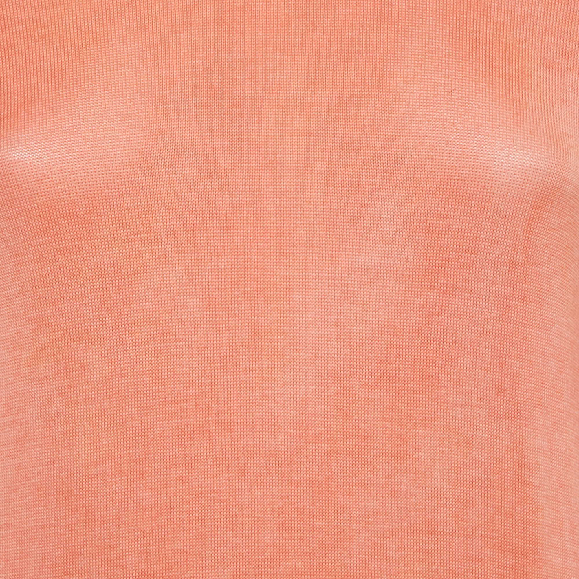 Armani Collezioni Coral Orange Full Sleeve Crew Neck Sweater L 