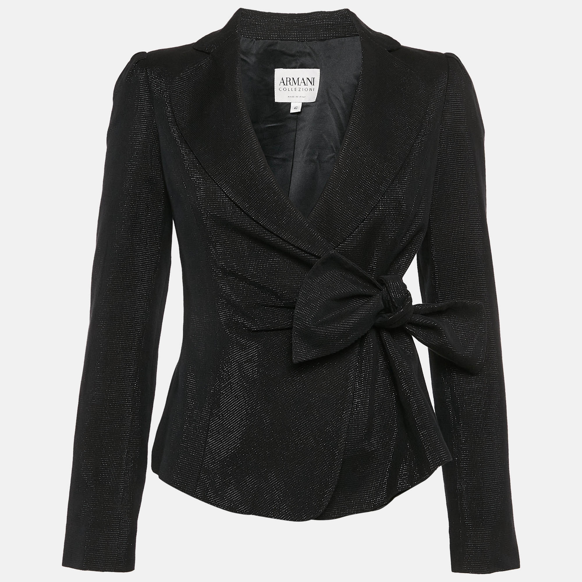 

Armani Collezioni Black Lurex Cotton Wrap Around Blazer S