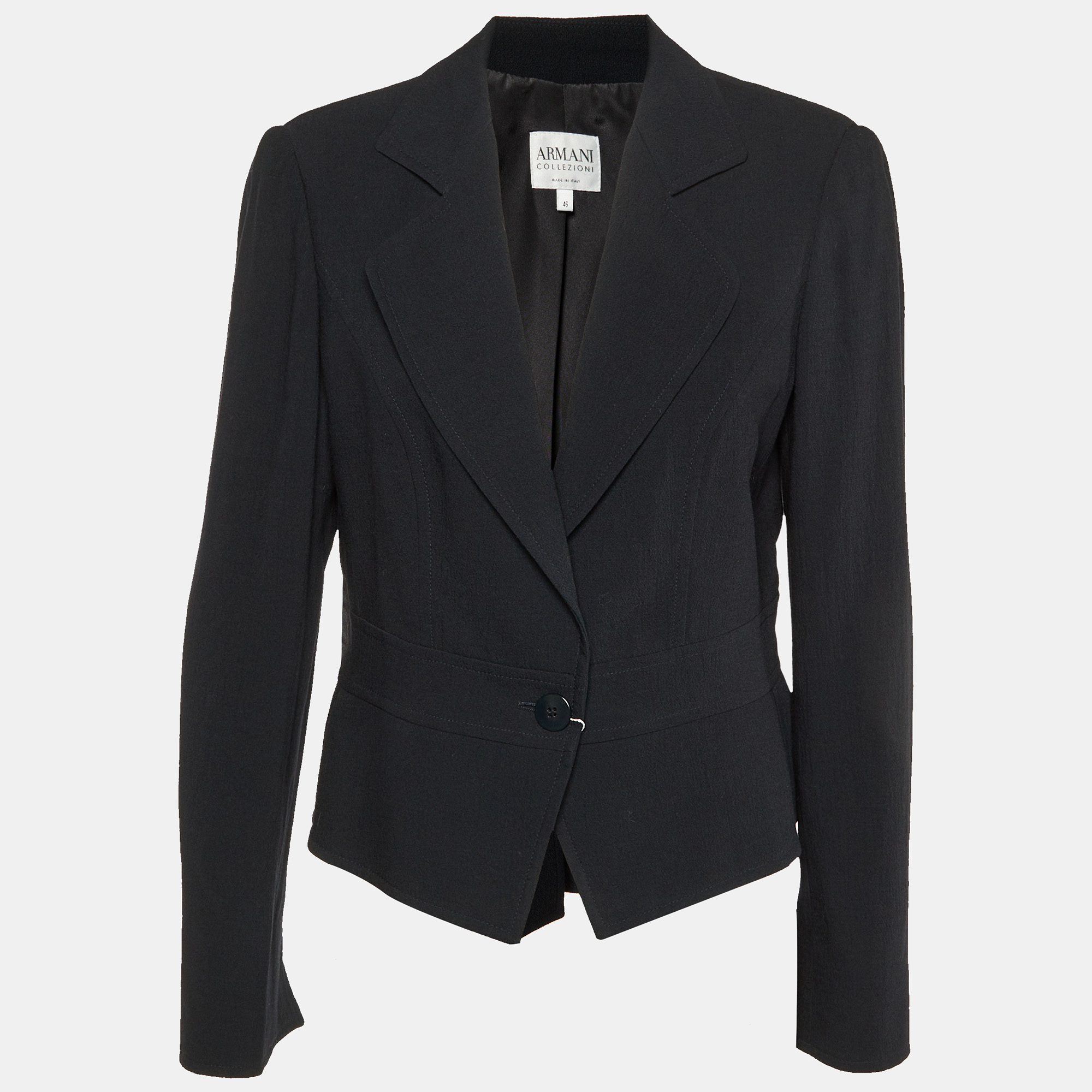 

Armani Collezioni Black Crepe Peplum Blazer L