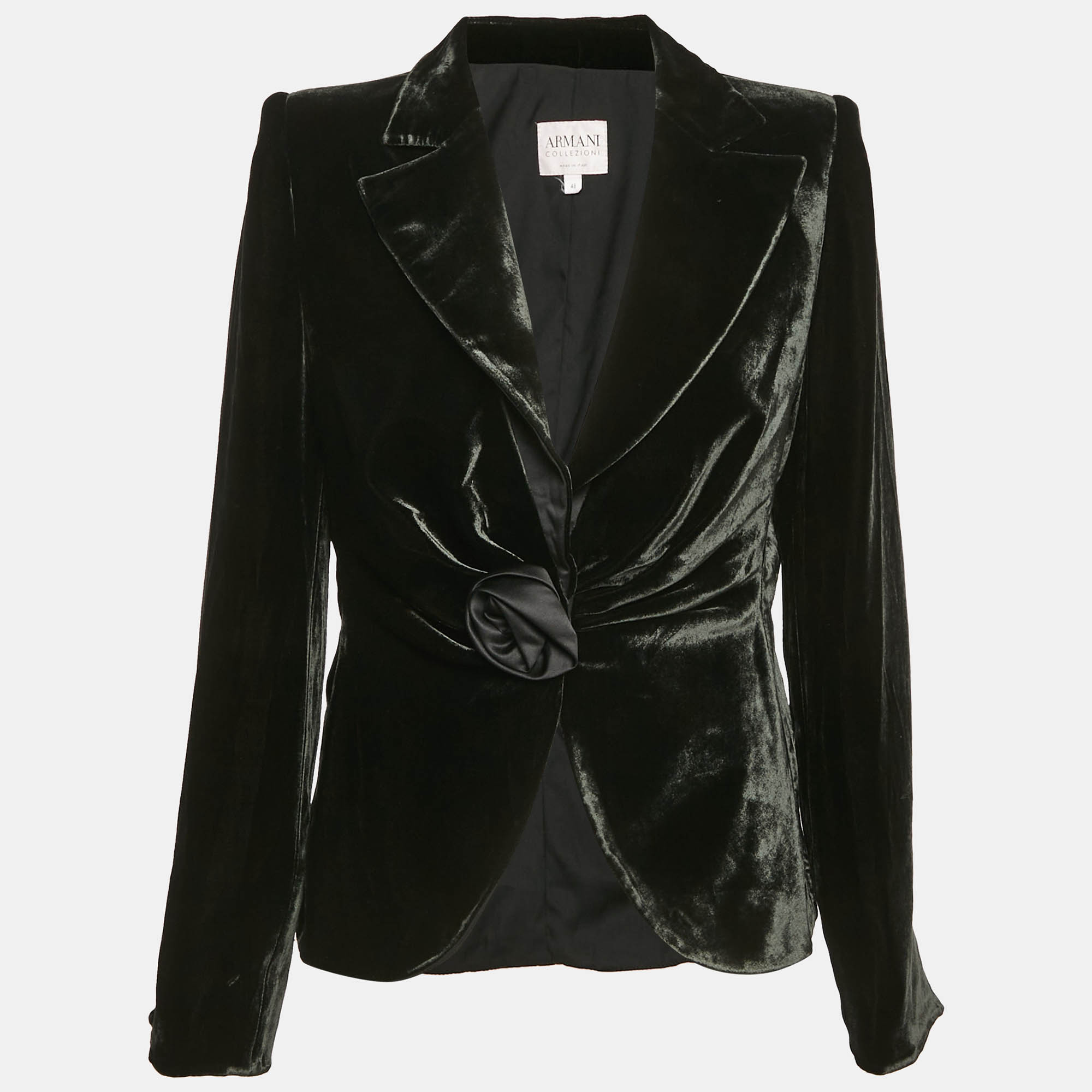 

Armani Collezioni Green Rose Applique Velvet Blazer XL