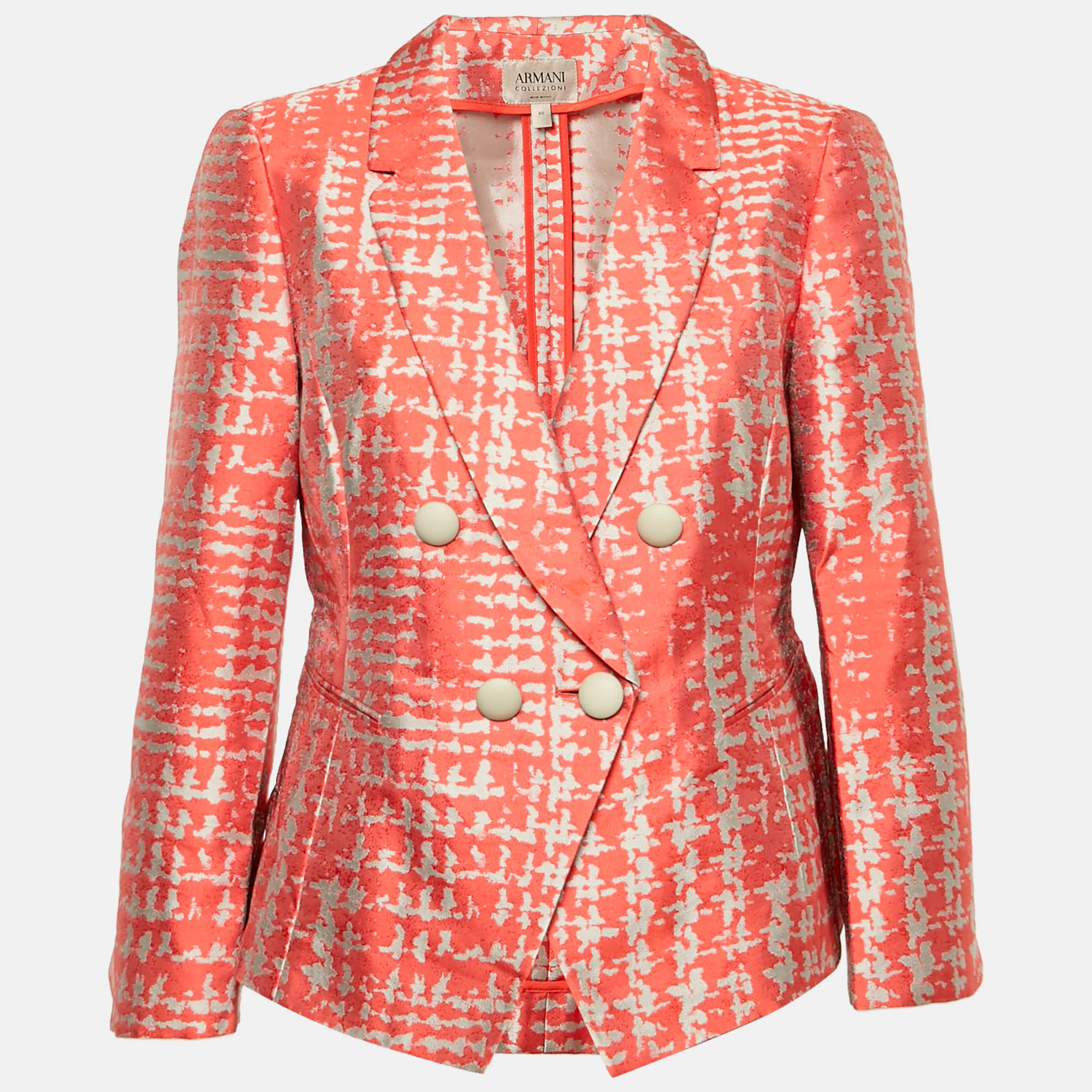 

Armani Collezioni Orange Patterned Silk Blazer L
