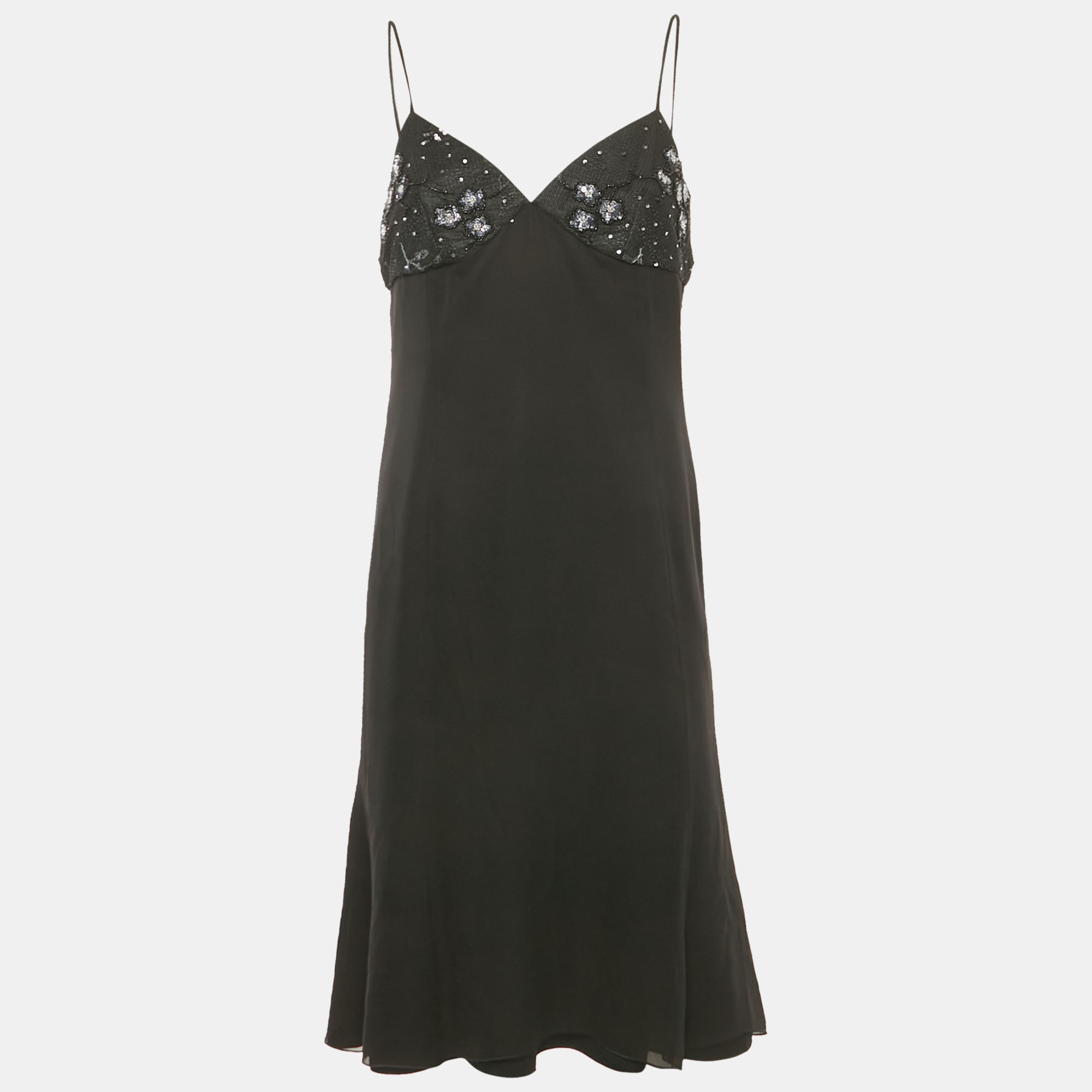 

Armani Collezioni Black Chiffon Sequin Embellished Mini Dress M