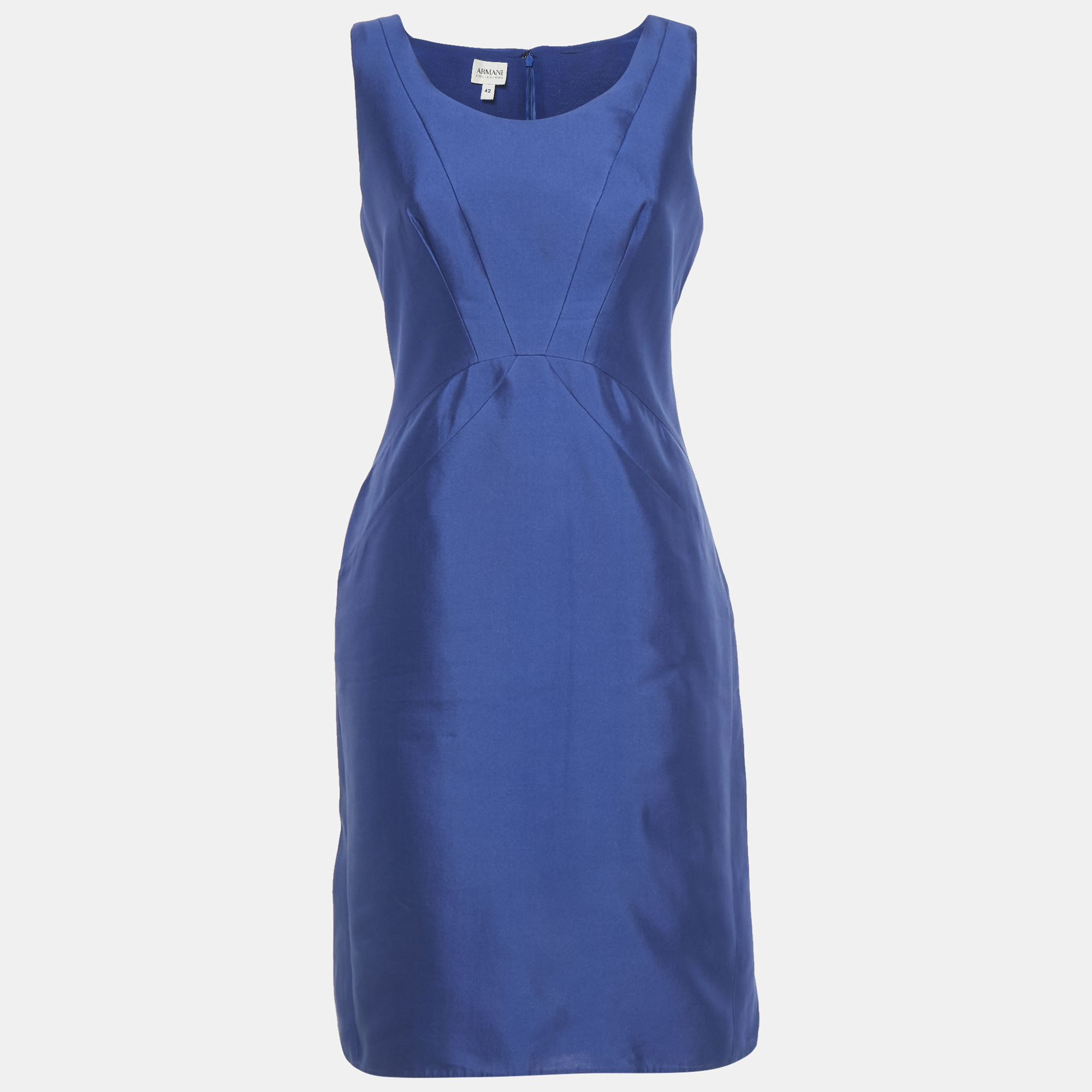 

Armani Collezioni Blue Taffeta Sheath Dress M