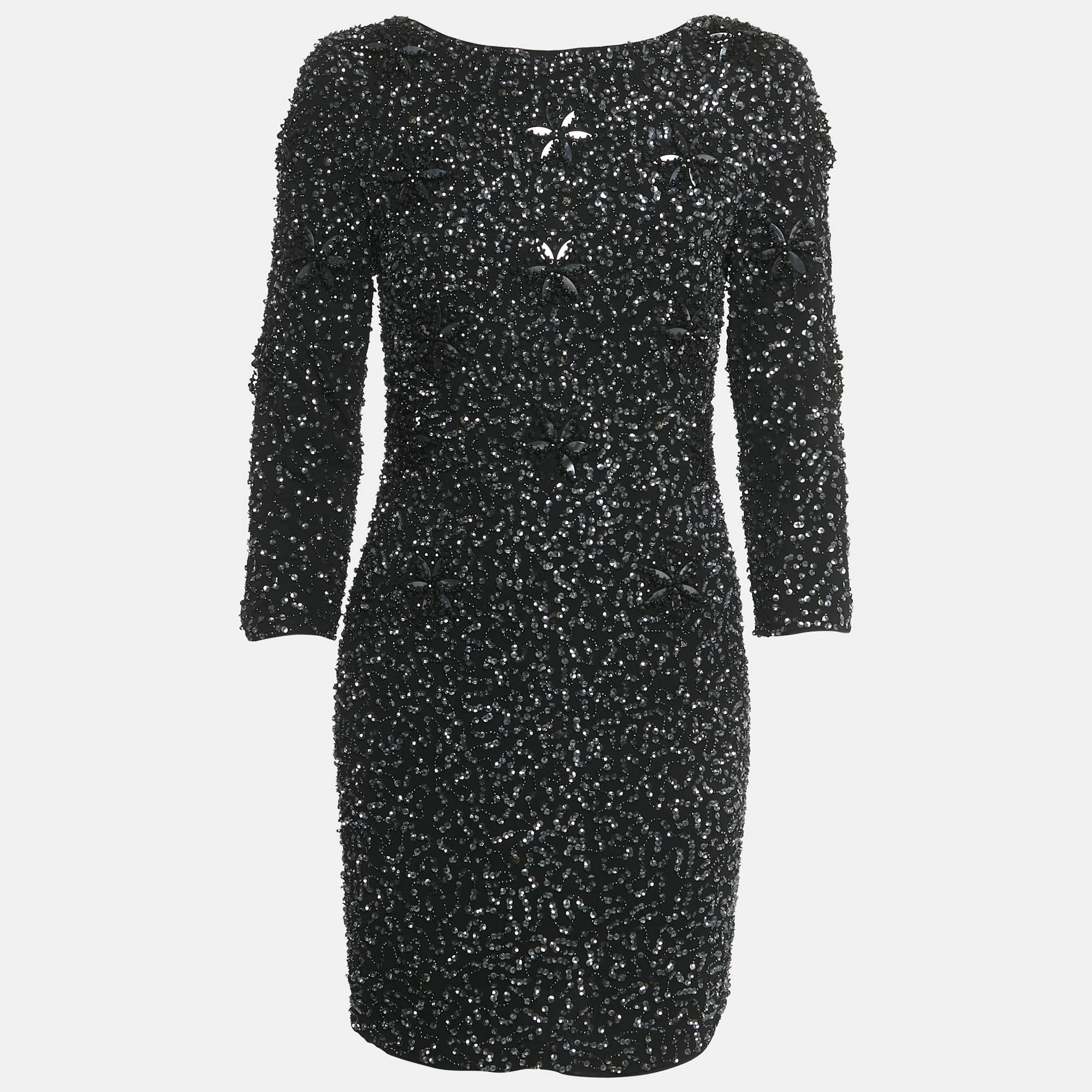 

Armani Collezioni Black Embellished Crepe Mini Dress S