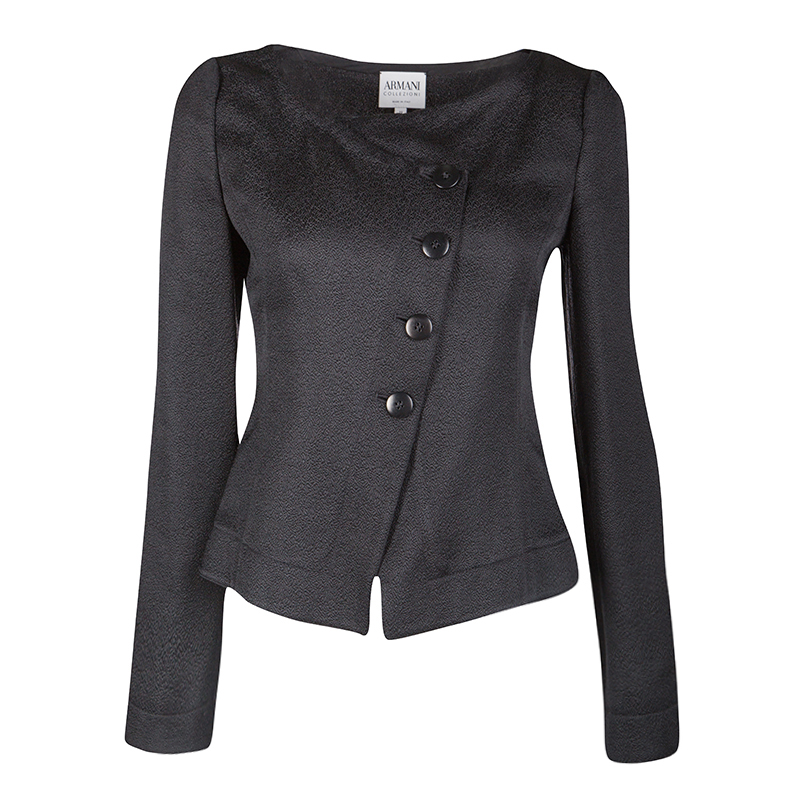 Pre Owned Armani Collezioni Black Textured Blazer S