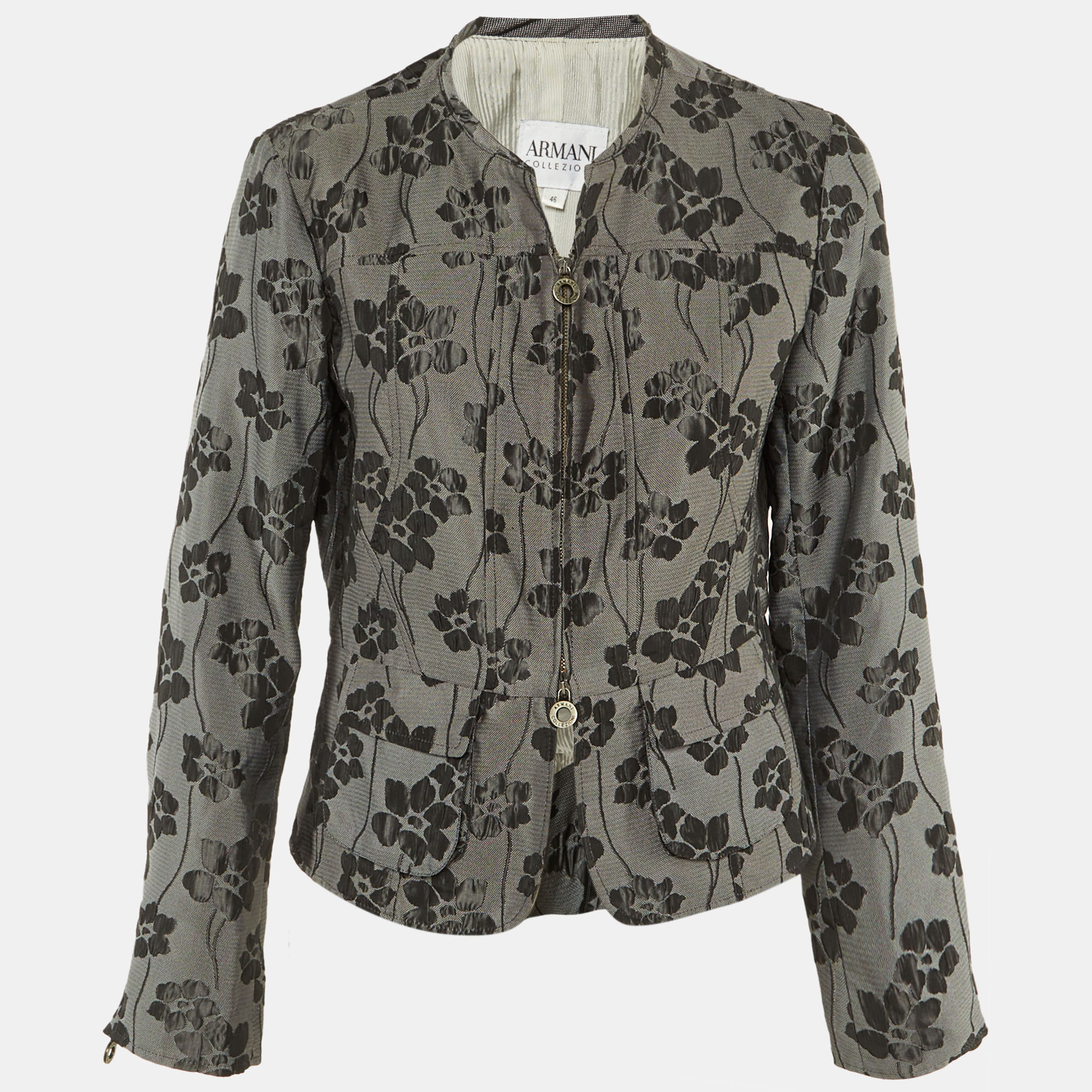 

Armani Collezioni Grey Floral Jacquard Jacket L