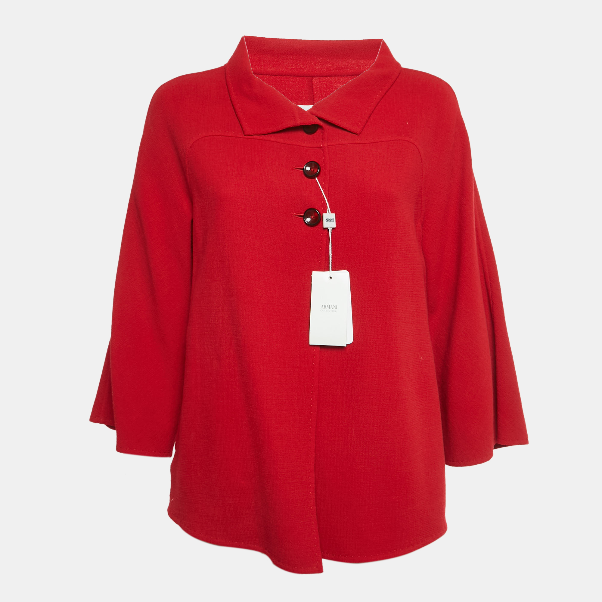 Pre-owned Armani Collezioni Red Wool Knit Jacket M