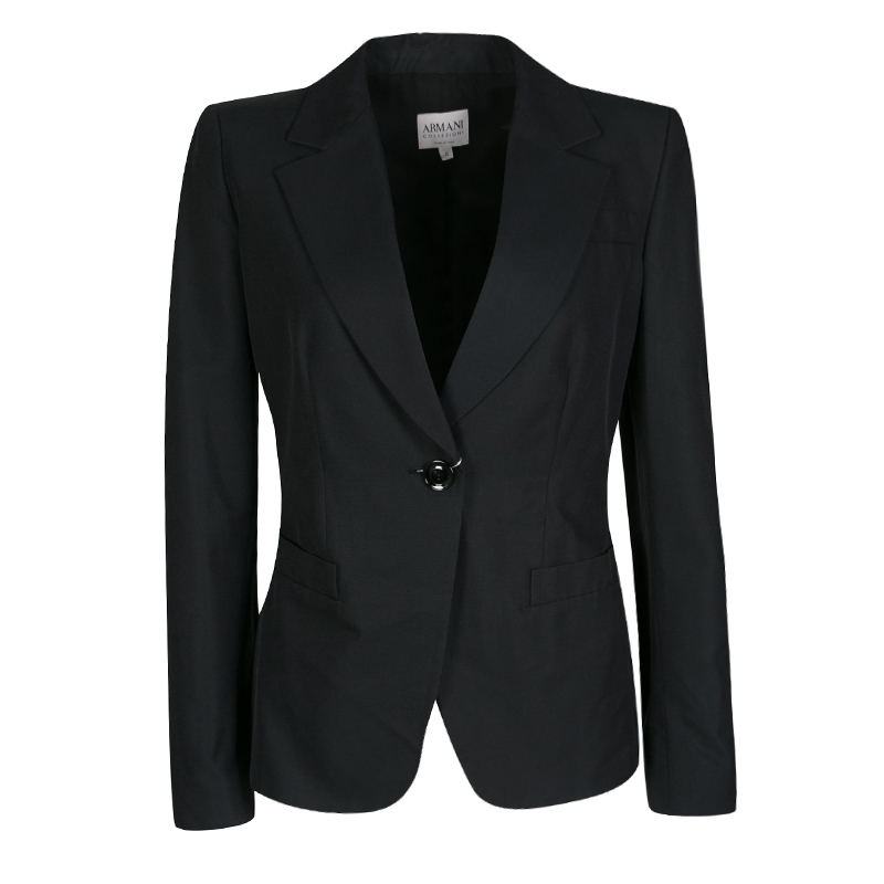 Pre Owned Armani Collezioni Black Single Button Tailored Blazer M