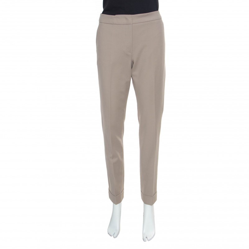 Armani Collezioni Beige Cuffed Hem Tailored Trousers M