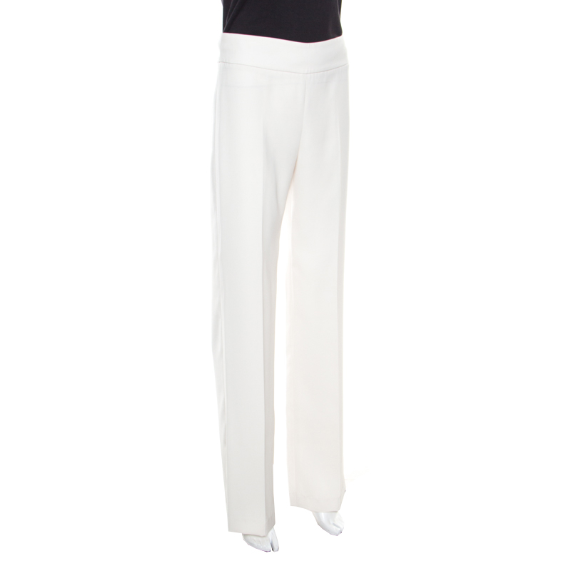 

Armani Collezioni Cream High Waist Wide Leg Trousers