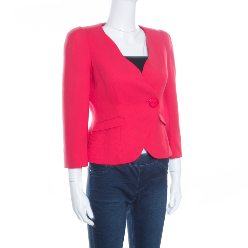 

Armani Collezioni Red Silk Georgette Tailored Blazer