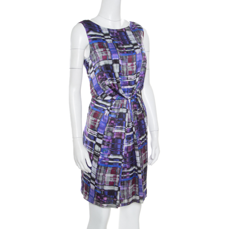 

Armani Collezioni Multicolor Printed Silk Pleated Sleeveless Dress