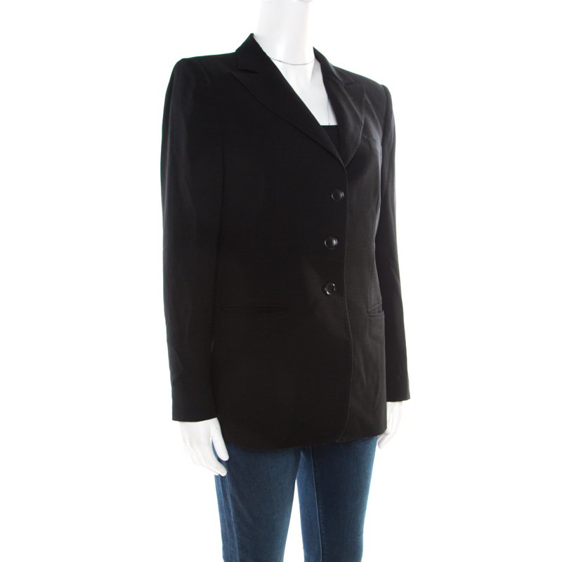 

Armani Collezioni Black Wool Three Button Tailored Blazer