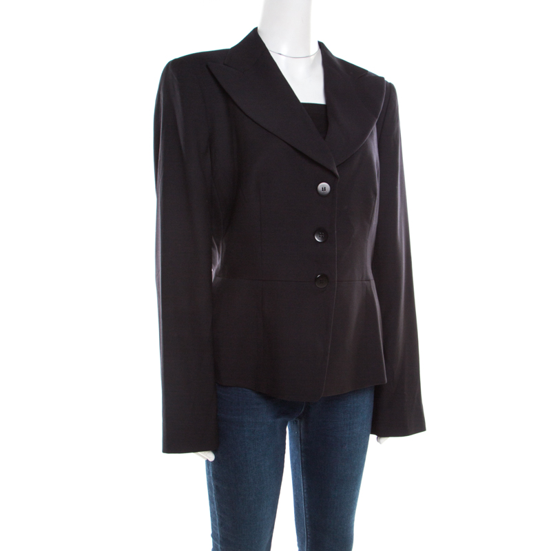 

Armani Collezioni Black Twill Wool Peplum Jacket