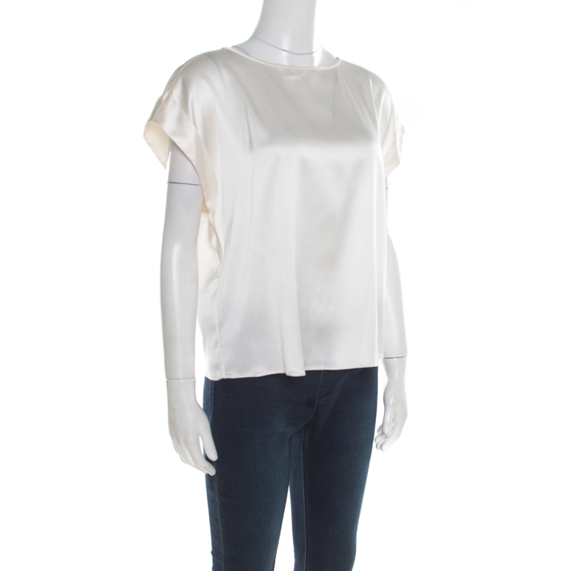 

Armani Collezioni Cream Stretch Silk Satin Top