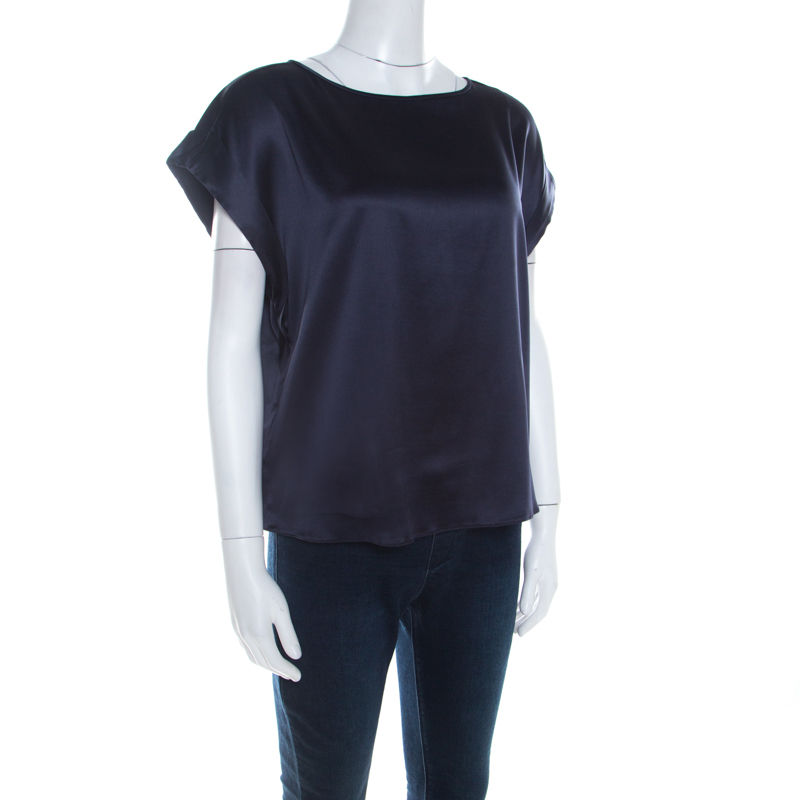 

Armani Collezioni Navy Blue Silk Top