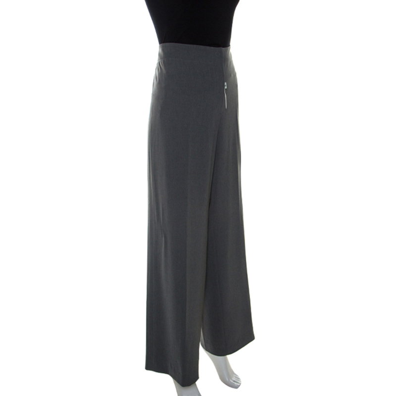 

Armani Collezioni Grey Crepe Straight Fit Trousers