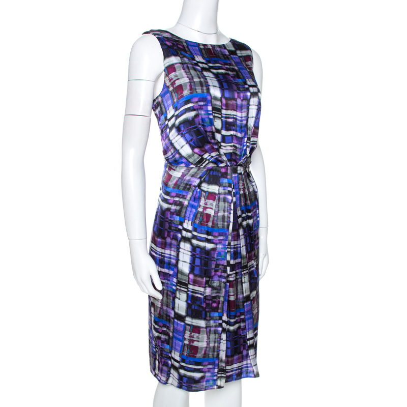 

Armani Collezioni Multicolor Printed Silk Pleated Sleeveless Dress