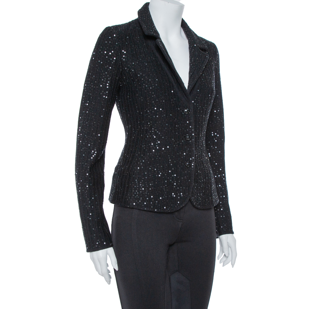 

Armani Collezioni Black Sequin Embellished Wool Blazer