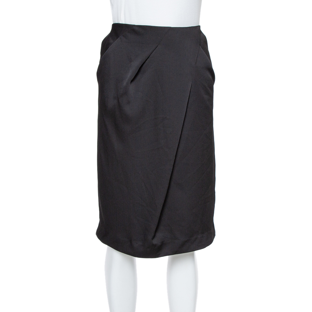 

Armani Collezioni Black Georgette Draped Knee Length Skirt