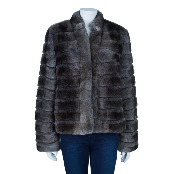 Armani Collezioni Grey Fur Jacket L Armani Collezioni TLC