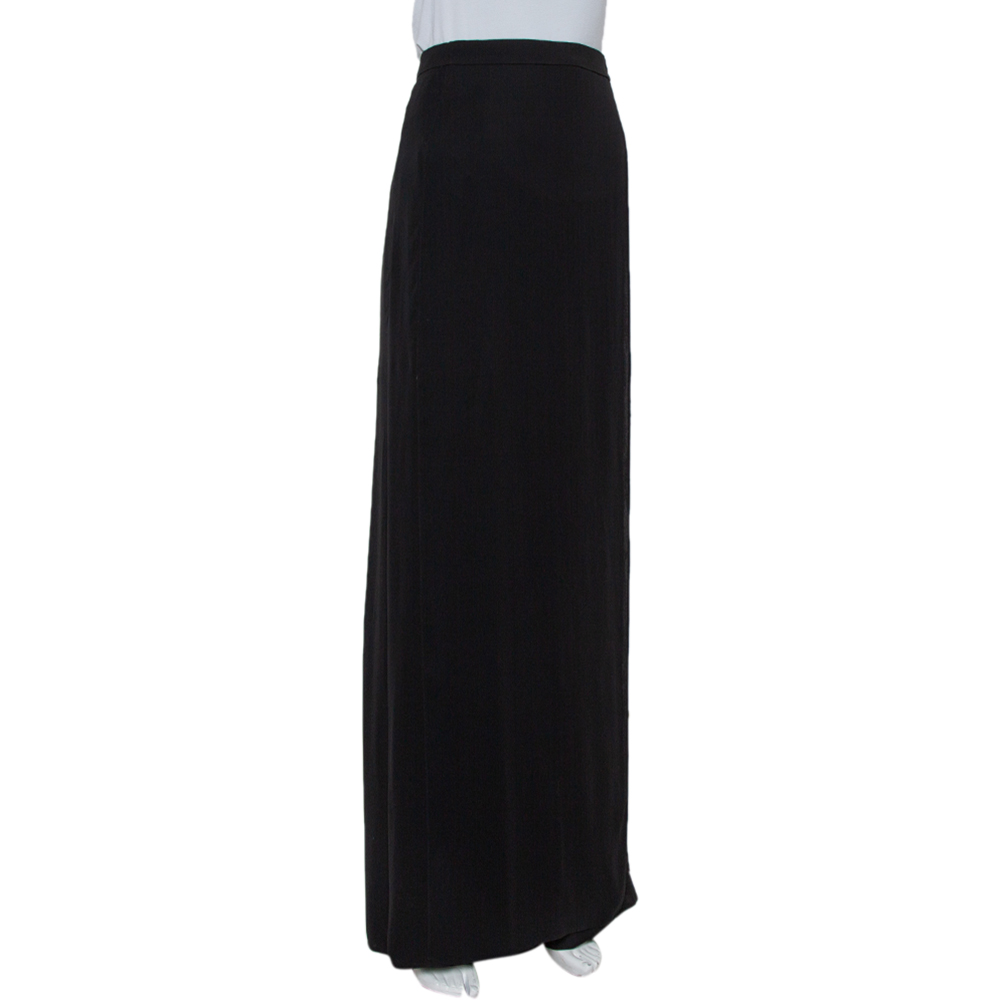 

Armani Collezioni Black Crepe Faux Wrap Detail Palazzo Trousers