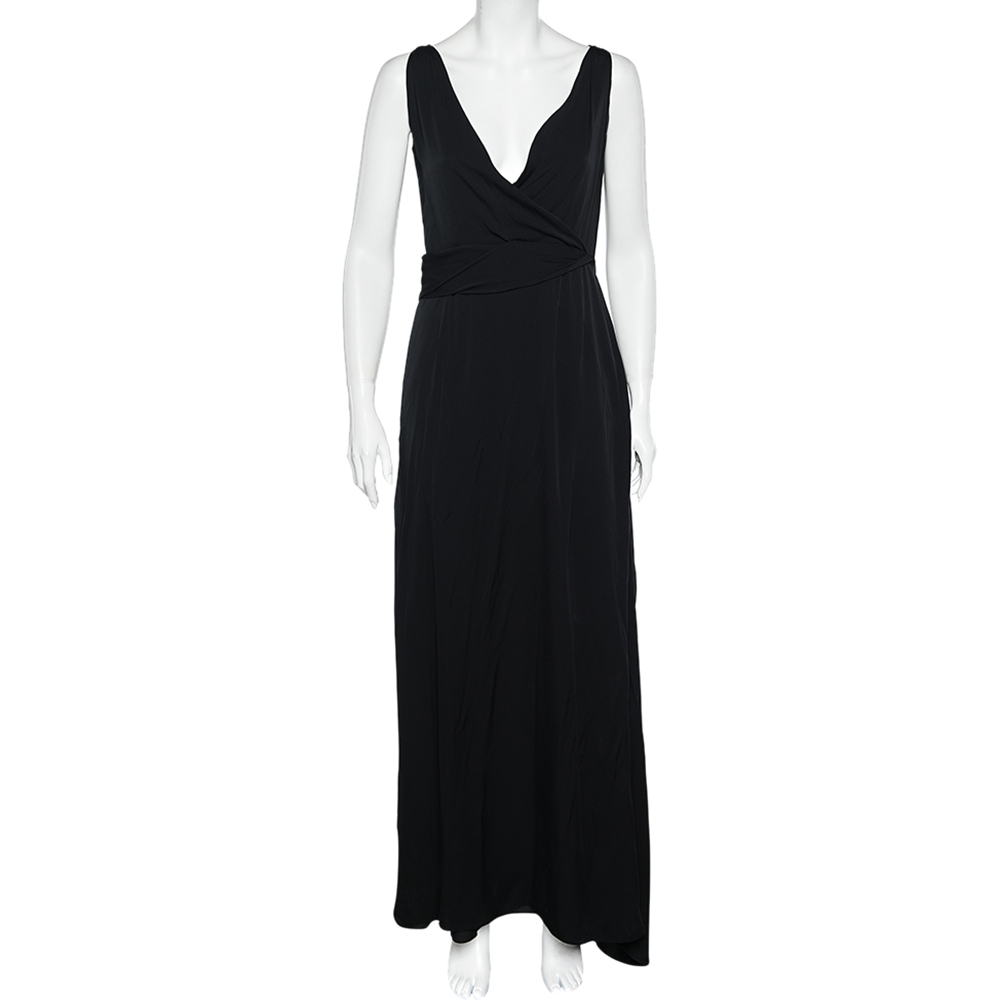 

Armani Collezioni Black Silk Sleeveless Maxi Dress M